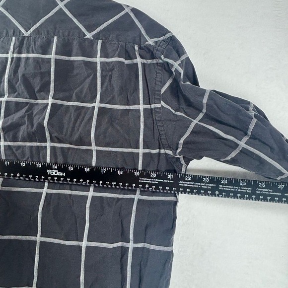 Ben Sherman Mens L Long Sleeve Button Down Shirt Black Gray‎ Check Grid Casual - Picture 9 of 11